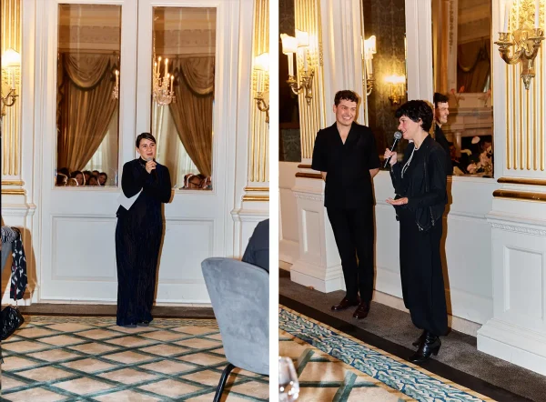 Từ trái sang: Maria Porro, Chủ tịch Salone del Mobile.Milano; Simone Farresin, Đồng sáng lập Formafantasma; Annalisa Rosso, Giám đốc Biên tập và Cố vấn Sự kiện Văn hóa của Salone del Mobile.Milano.