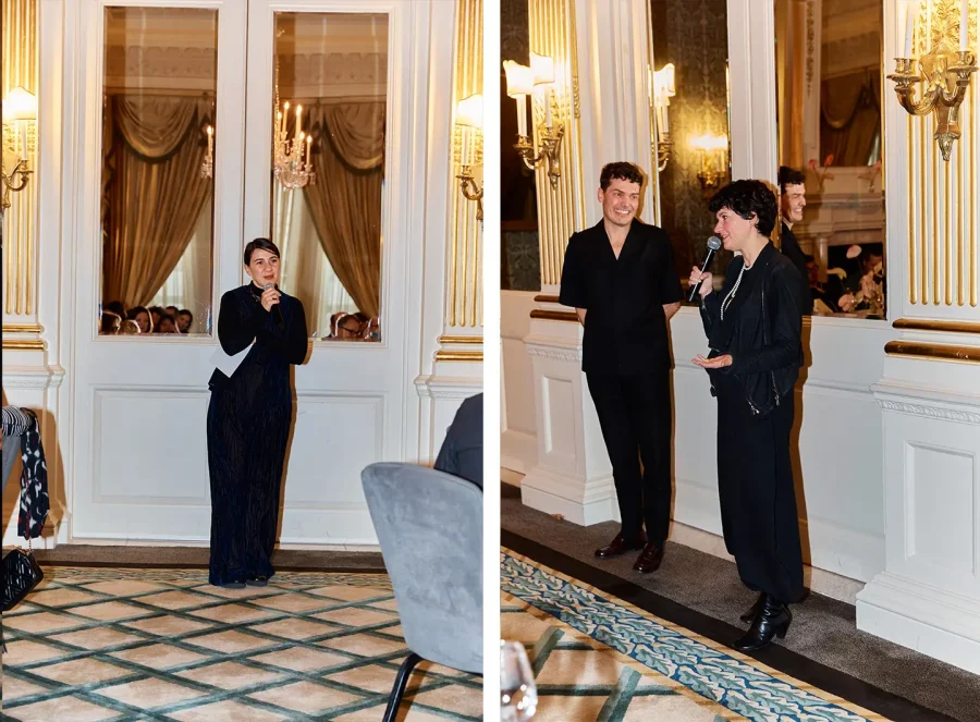 Từ trái sang: Maria Porro, Chủ tịch Salone del Mobile.Milano; Simone Farresin, Đồng sáng lập Formafantasma; Annalisa Rosso, Giám đốc Biên tập và Cố vấn Sự kiện Văn hóa của Salone del Mobile.Milano.