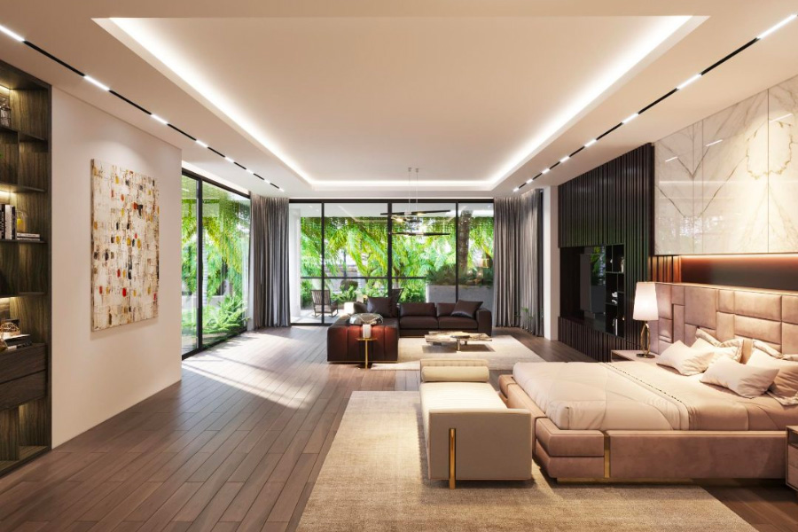 Phòng ngủ tinh tế trong dự án thiết kế nội thất biệt thự nghỉ dưỡng