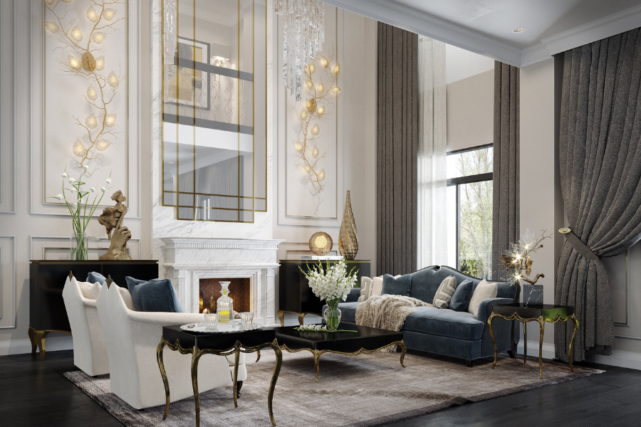 Phòng khách thiết kế nội thất sang trọng phong cách đương đại