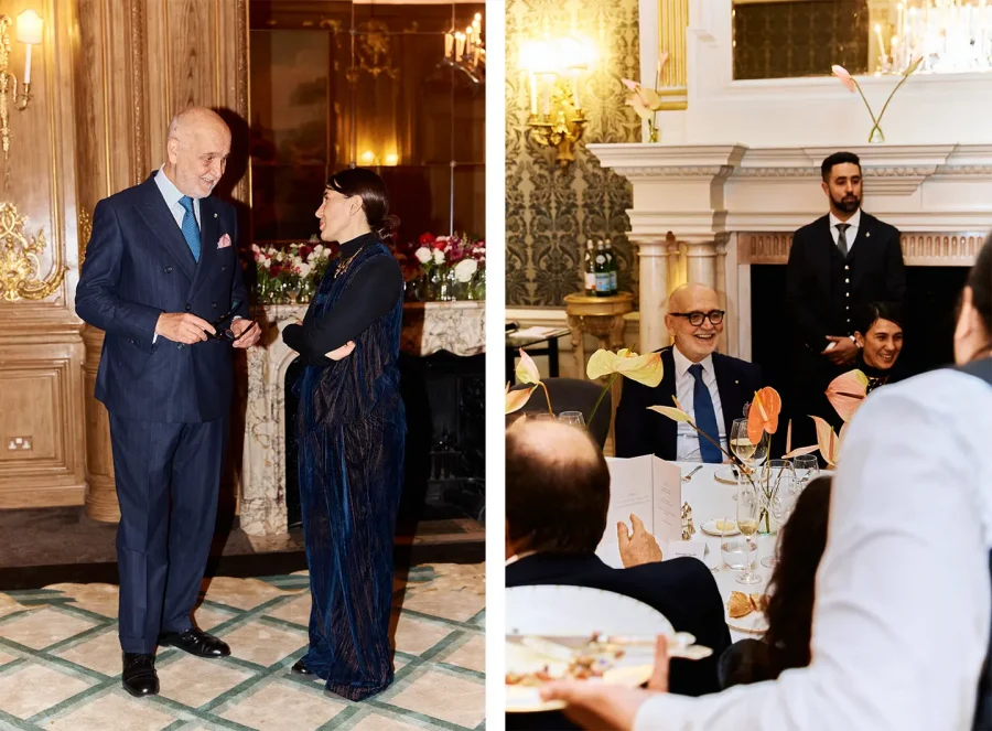 Từ trái sang: Inigo Lambertini, Đại sứ Ý tại London; Maria Porro, Chủ tịch Salone del Mobile.Milano.