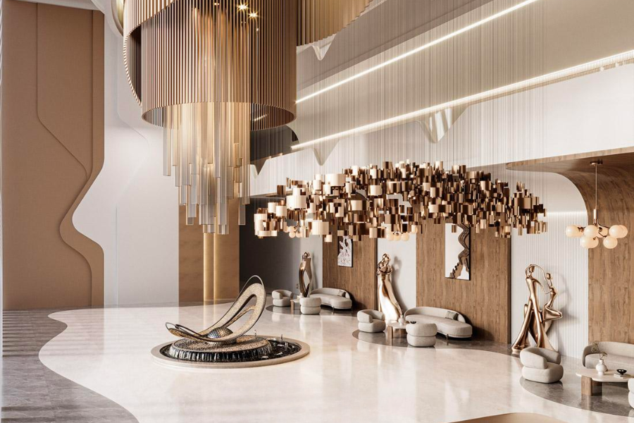 Thi công nội thất khách sạn với ánh sáng và vật liệu đồng bộ