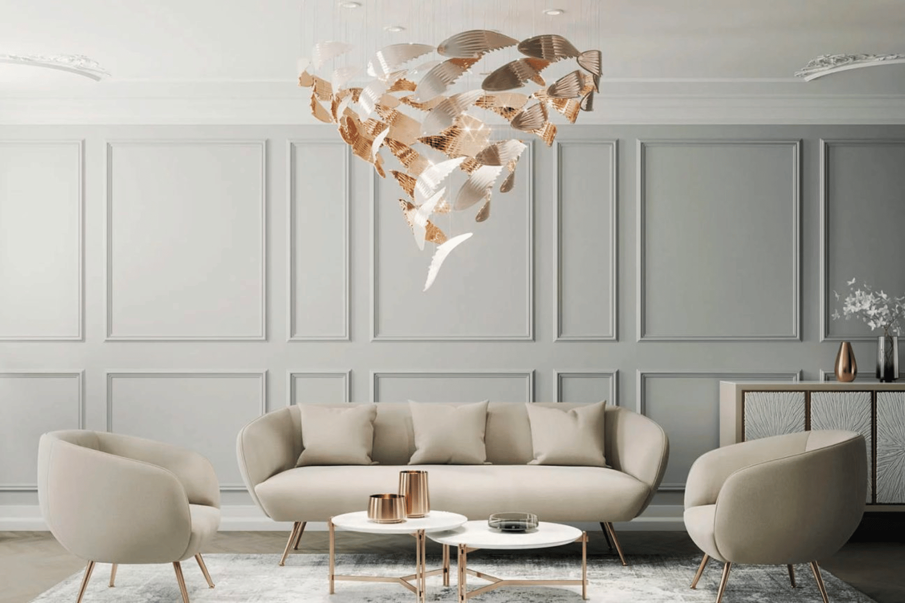 Đèn thả trần Sans Souci thủy tinh cao cấp châu Âu