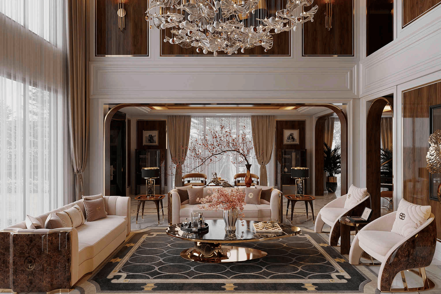 Mẫu thiết kế nội thất biệt thự với bố cục mở và ánh sáng tự nhiên