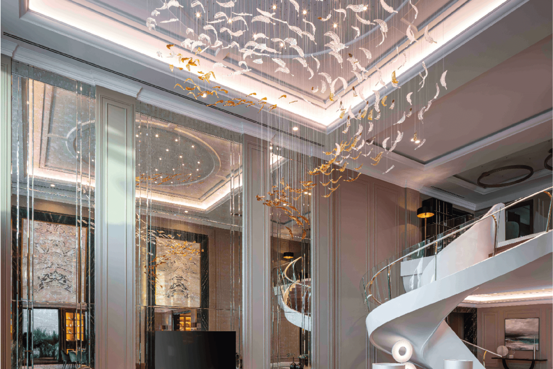 Đèn thả trần Sans Souci trong sảnh khách sạn sang trọng