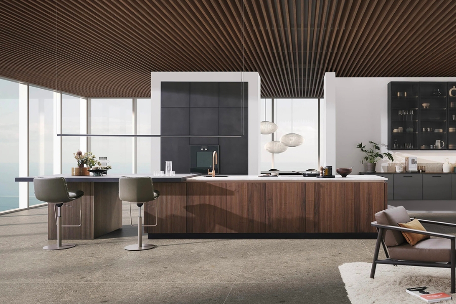 Penthouse được nâng tầm không gian nhờ thiết kế bếp Leicht hiện đại.