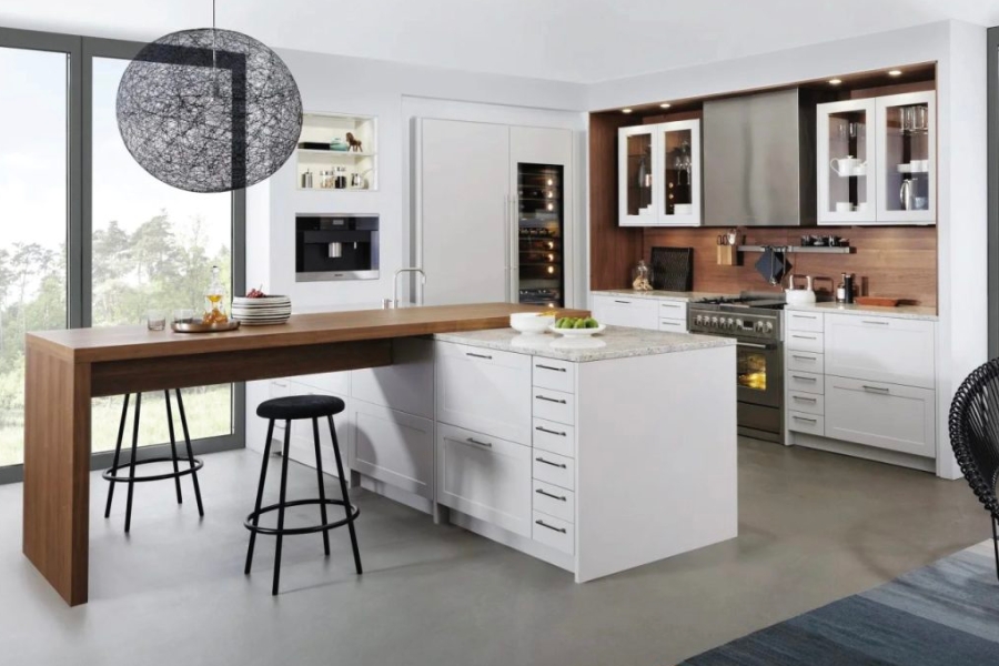 Bếp Leicht của Đức xuất hiện tinh tế và được tối ưu công năng trong không gian căn hộ.