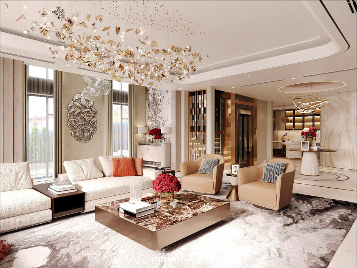 Mẫu phòng khách hiện đại luxury cho biệt thự và căn hộ cao cấp