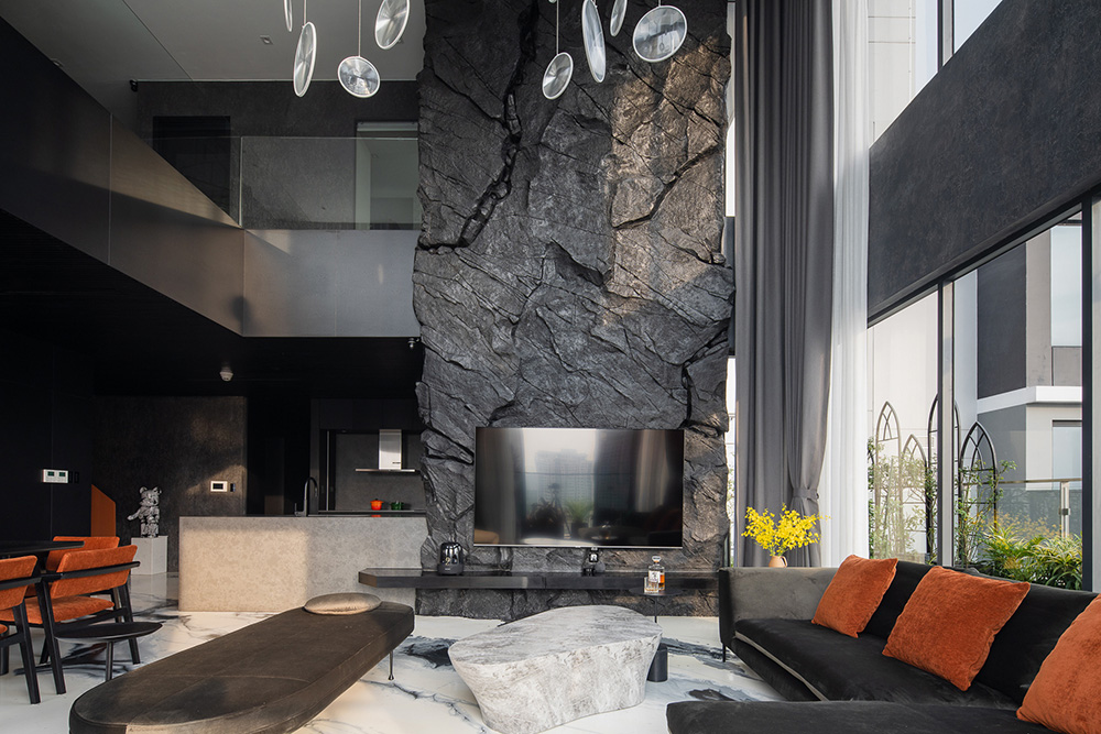 Stone Veneer kết hợp cùng gỗ quý