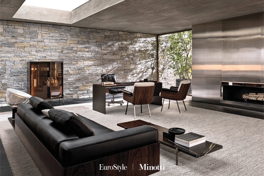 Leather sofa đóng vai trò là "linh hồn" của không gian biệt thự luxury