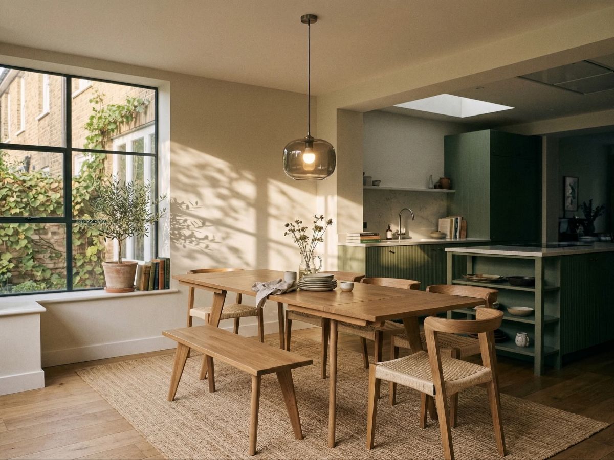 Bàn ăn gỗ sồi phong cách Scandinavian